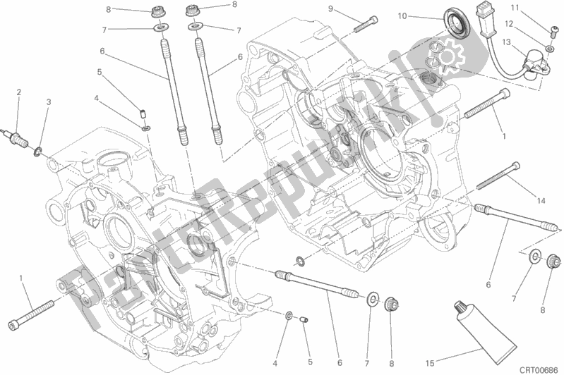 All parts for the Half-crankcases Pair of the Ducati Scrambler Classic Thailand 803 2017